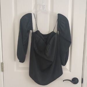 Banana Republic Black Puff-Sleeve Draped Cami